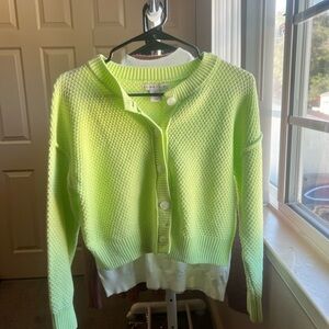 Women's Trendy Lime Green Sweater Cardigan